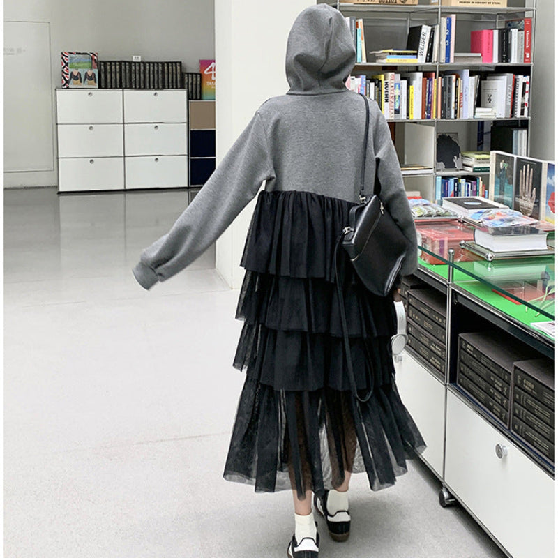 チュールドッキングパーカーワンピース