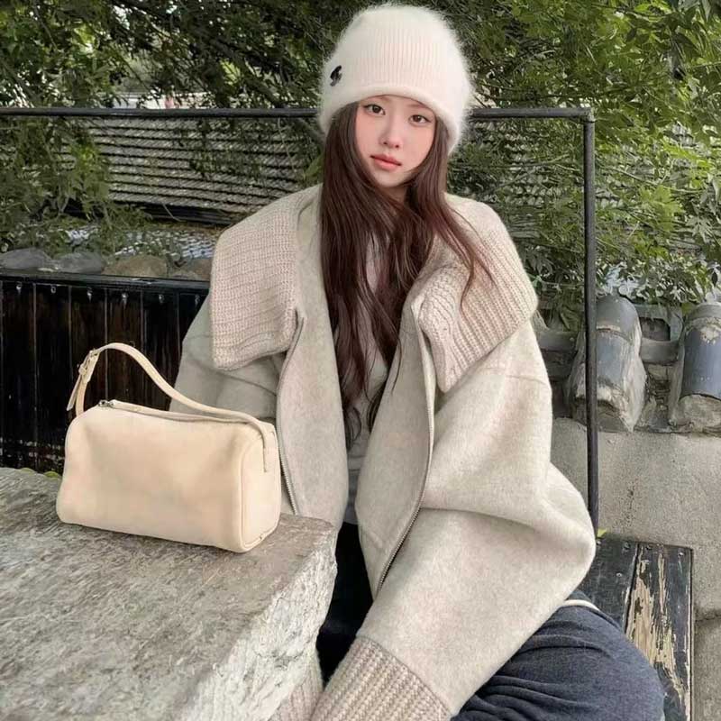 リブニットカラージップアップブルゾン