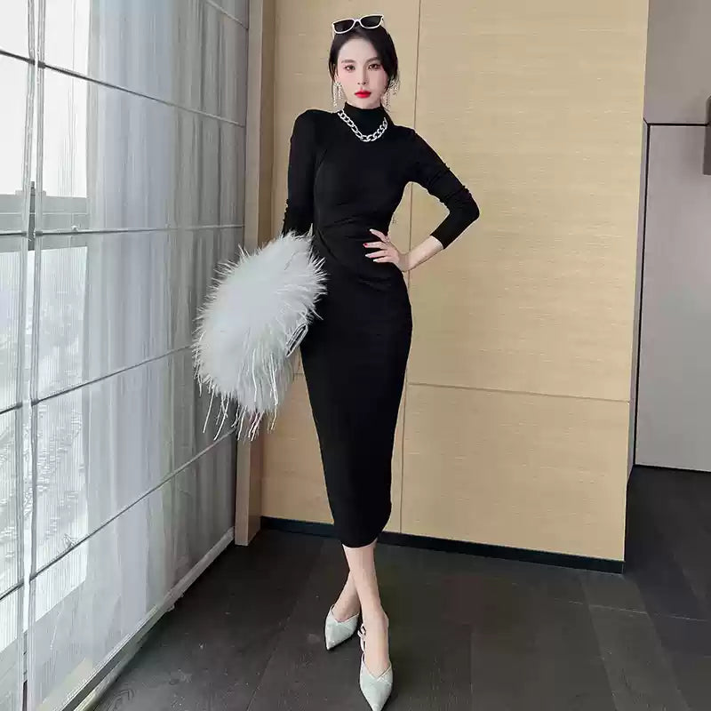 ハイネックスリムラインドレス(6colors)