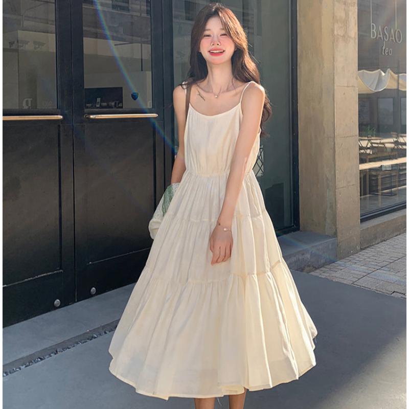 グリーンボーダーカーディガン×キャミソールワンピース