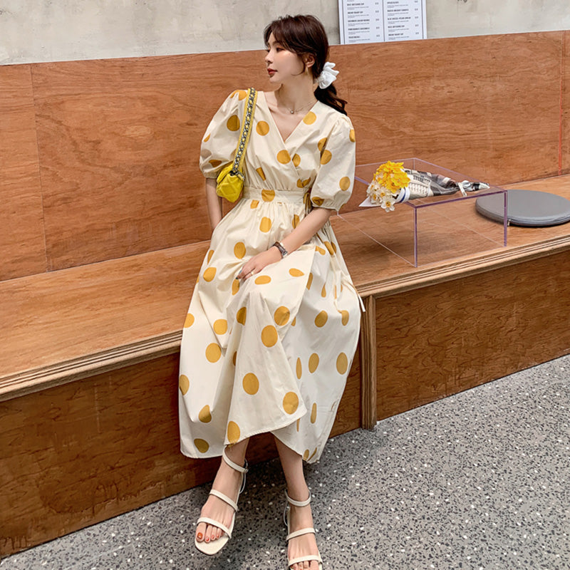 レトロドット柄ワンピース(2colors)