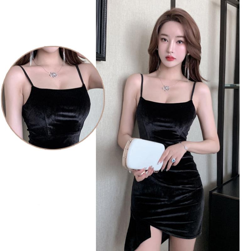 ベルベットデザインキャミソールミニドレス