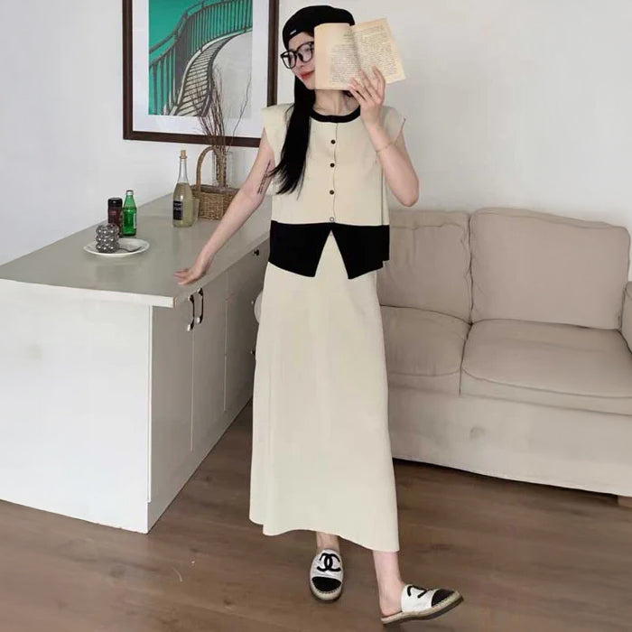 バイカラートップス×ナロースカート(4colors)