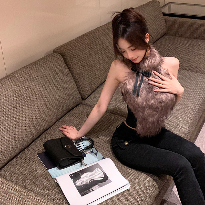 バックレスファーベスト