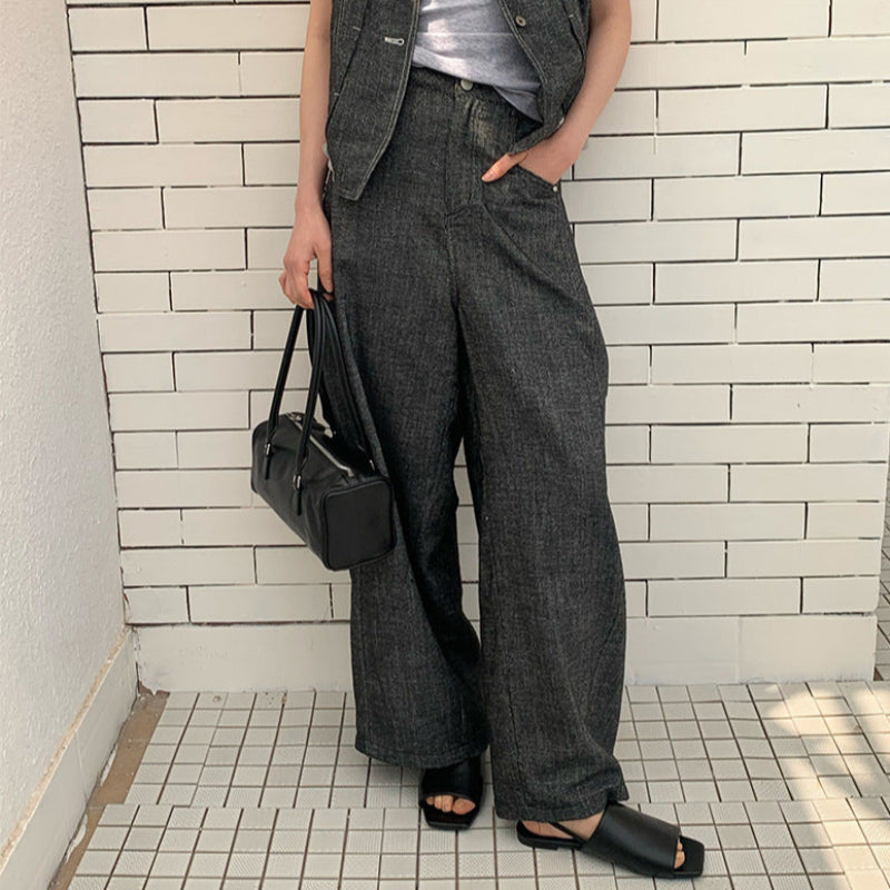 カジュアルサマーデニムワイドパンツ (3colors)