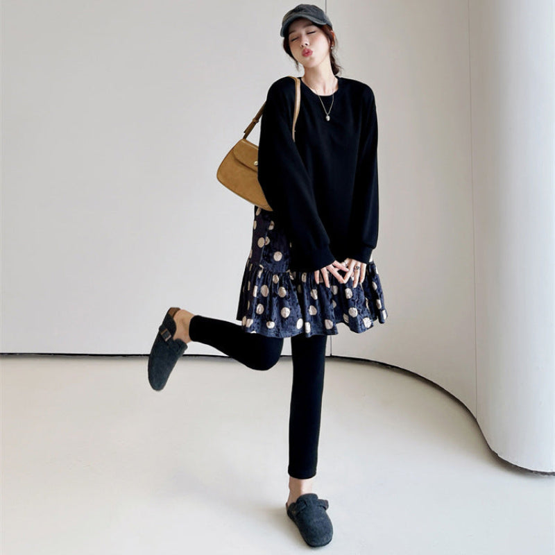 ブラックレイヤードドットチュニック