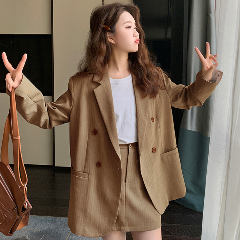 オーバーサイズジャケット×タイトミニスカートセット2colors