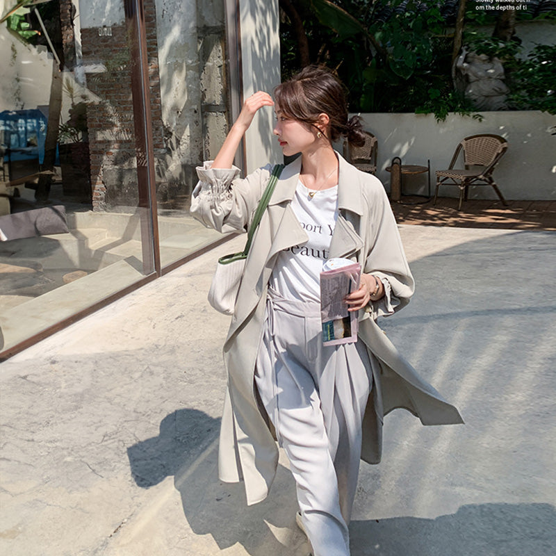 ヨーク付きミディアムレングストレンチコート