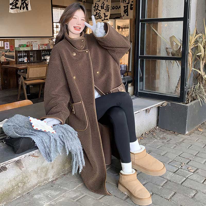 ブラウンロングボアコート