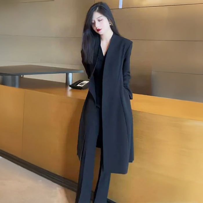 ノーカラーロングコート