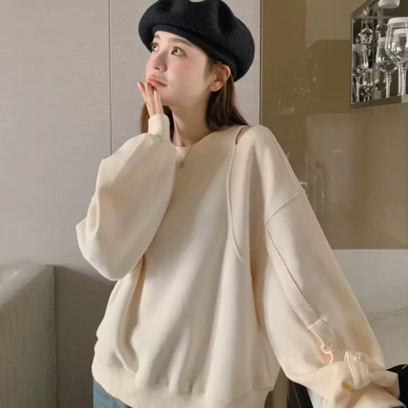 ショルダーカットパールスリーブスウェット