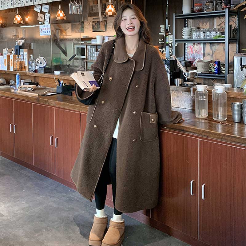 ブラウンロングボアコート