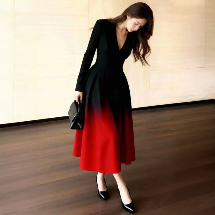 ANDREA&Co. グラデーション フレアワンピース グラデーションフレアワンピース（黒・赤）秋/冬 ドラマティックな色彩