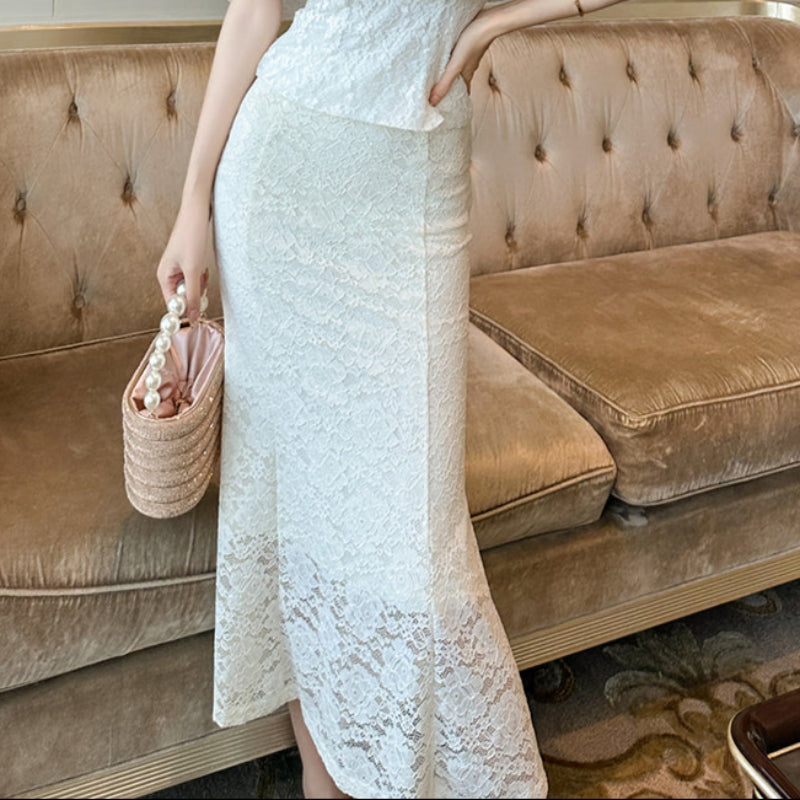 ホワイトレースマーメイドスカート