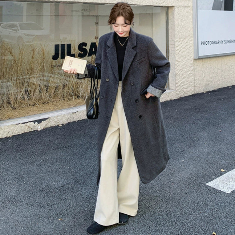 ダウンライナー付ウールブレンドロングコート