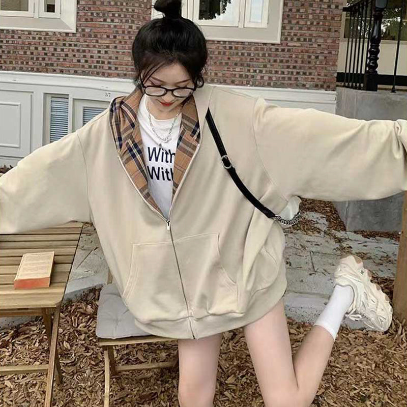 フード裏チェックパーカー(2colors)