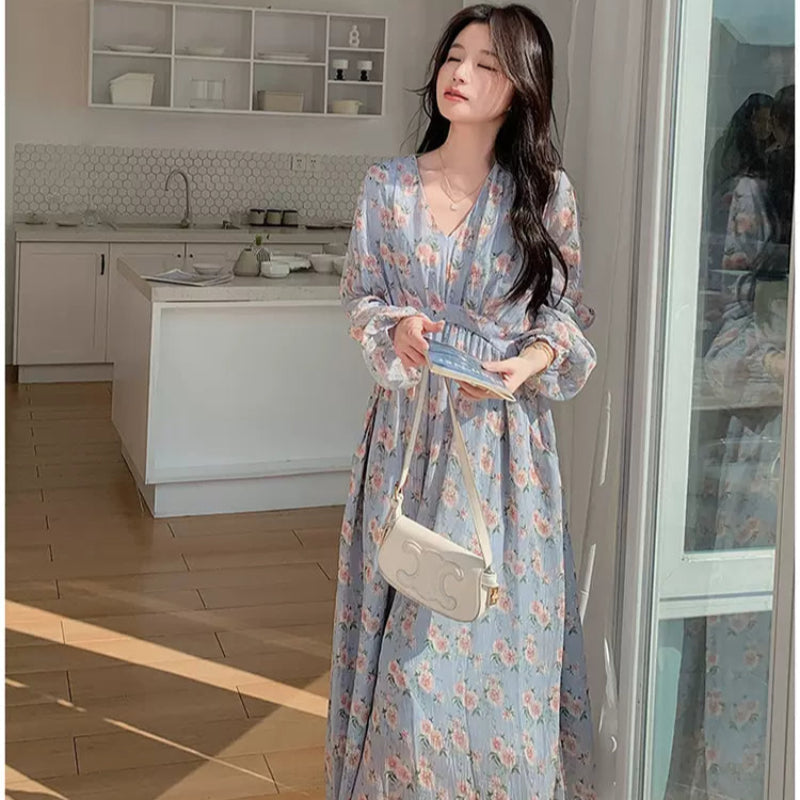 フローラルVネックワンピース(2colors)