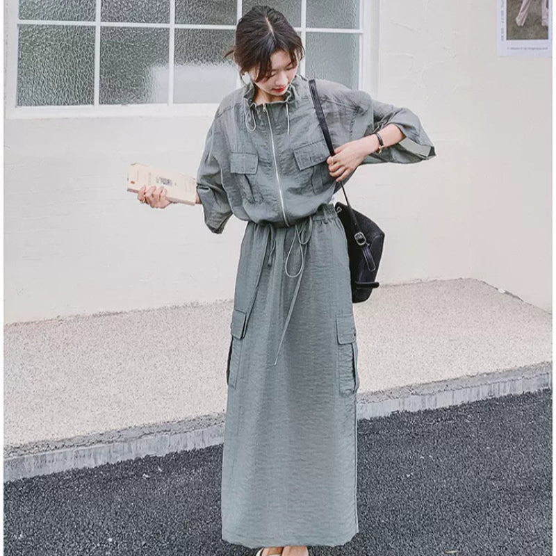 ワークスタイルトップス×スカートセット