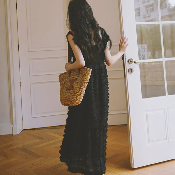 フリンジノースリーブワンピース