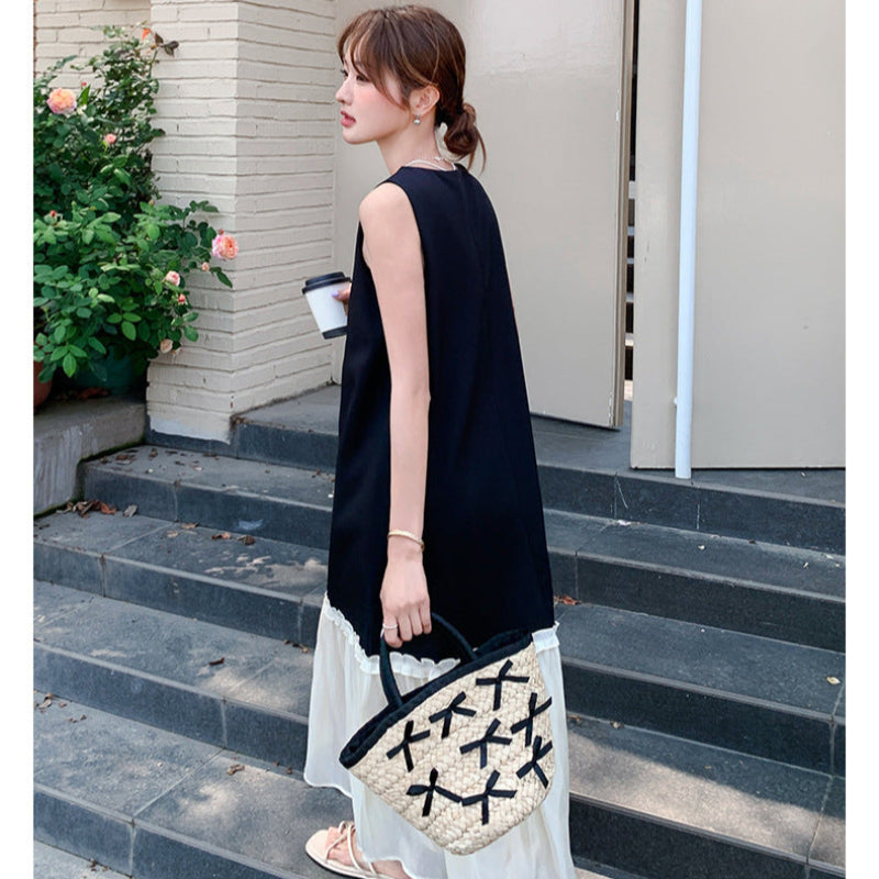 バイカラーノースリーブワンピース