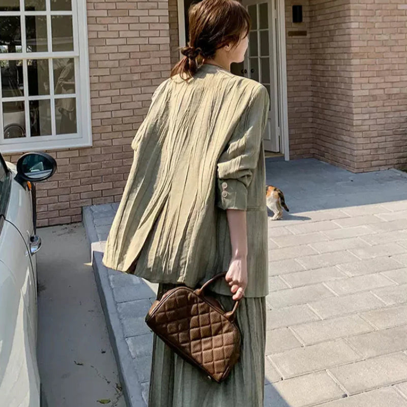 スマッジカラースリーピーススカートスーツ