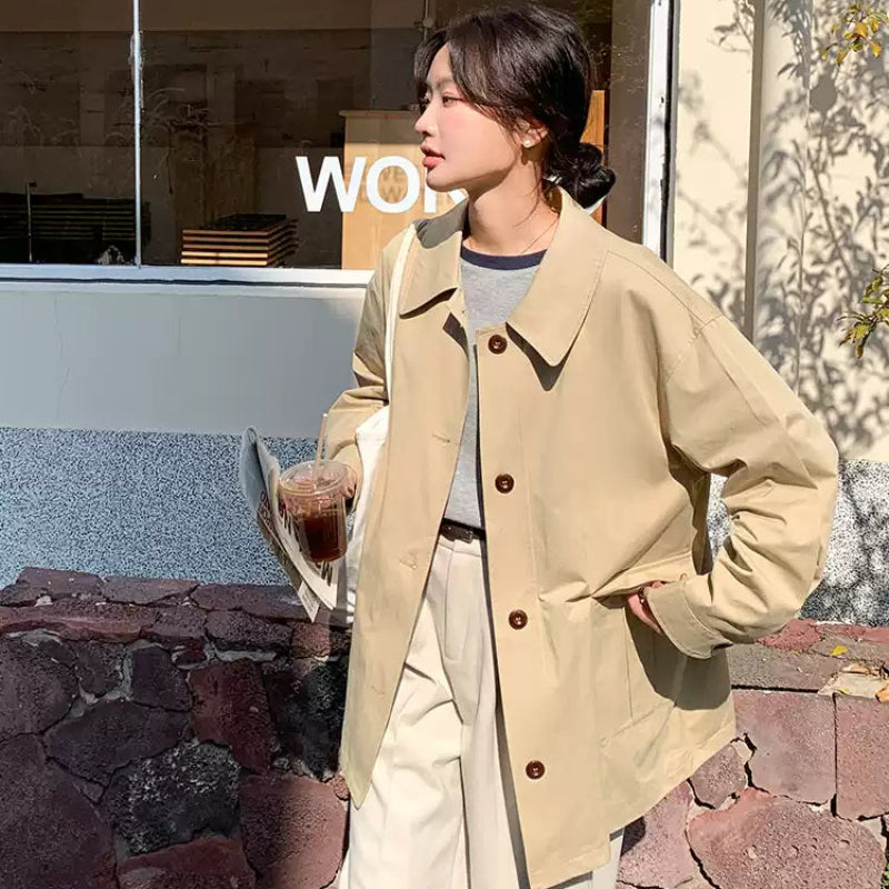 ステンカラーミディアム丈ジャケット