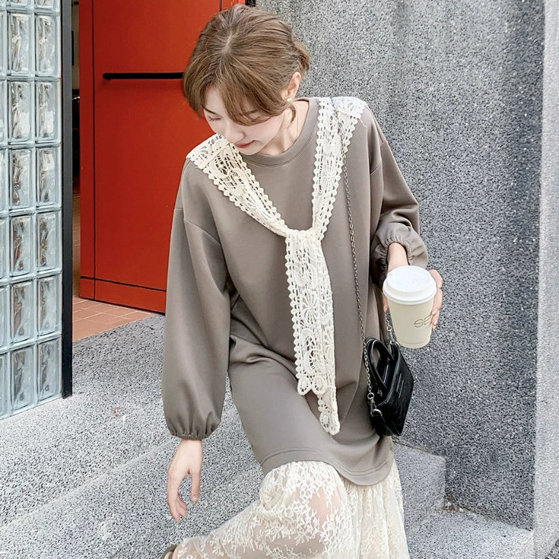 レース切り替えデザインワンピース(2colors)