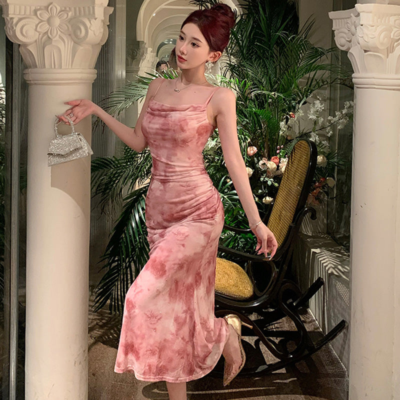 タイダイ柄グラデーションドレープドレス