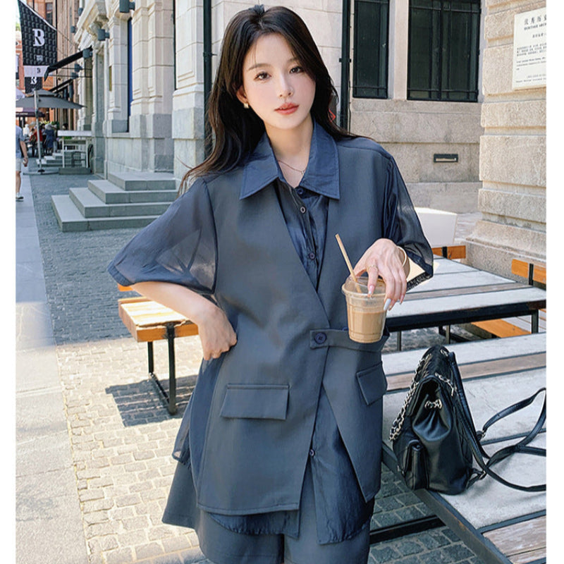 ショートパンツレイヤードスーツ