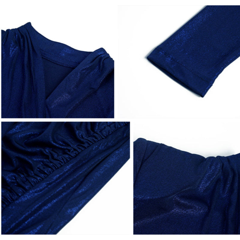 ロイヤルブルーシャーリングミニドレス