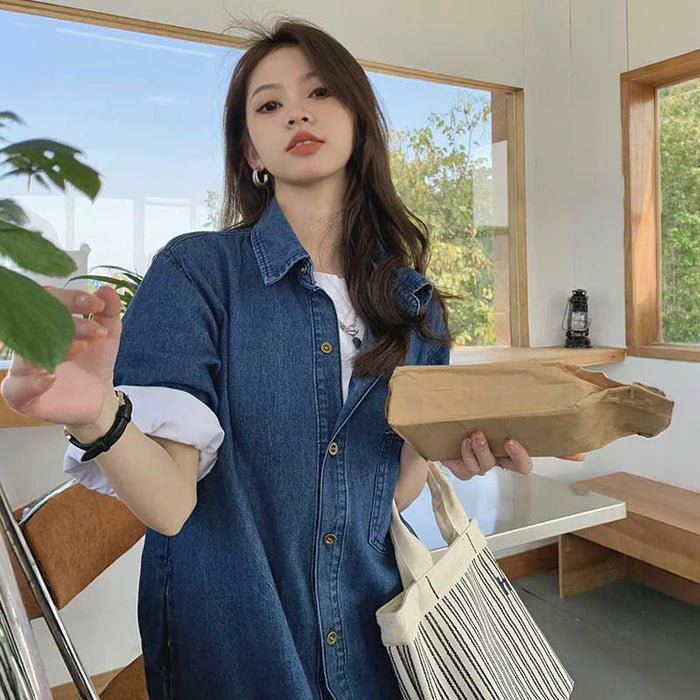 ワークスタイルデニムシャツワンピース
