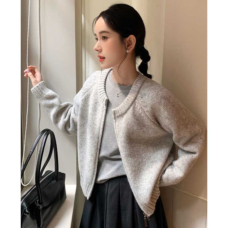 ラウンドネックニットカーディガン(4colors)