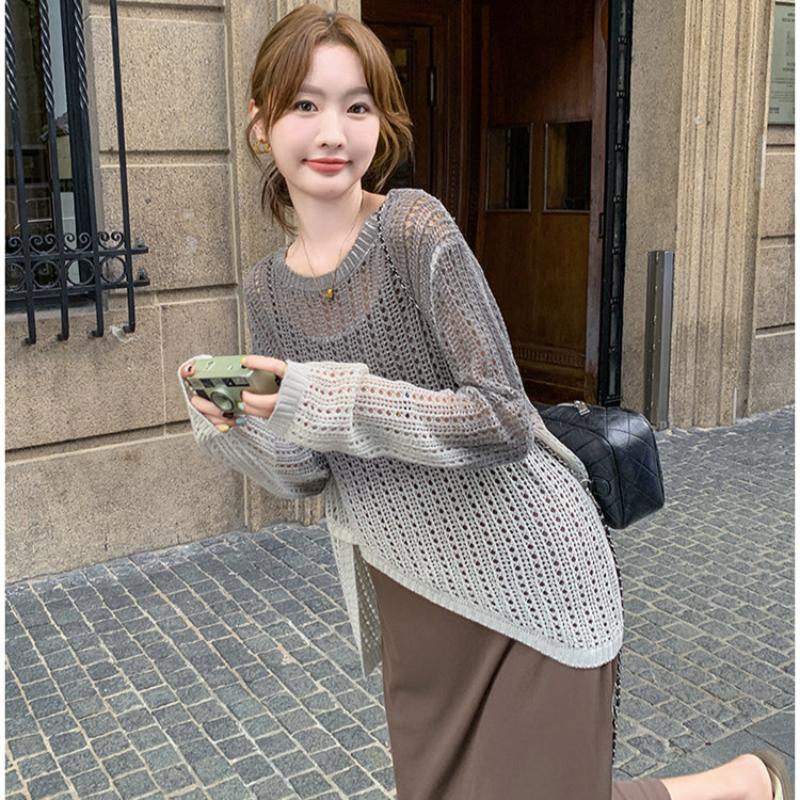 シースルーニット×キャミロングワンピース