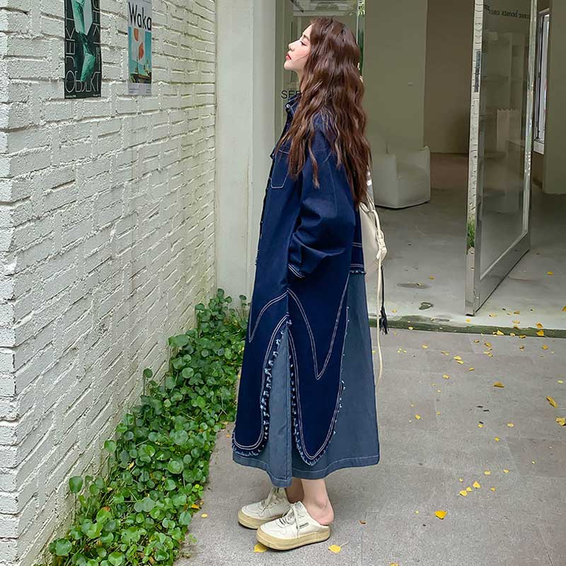 アシンメトリーデニムシャツワンピース