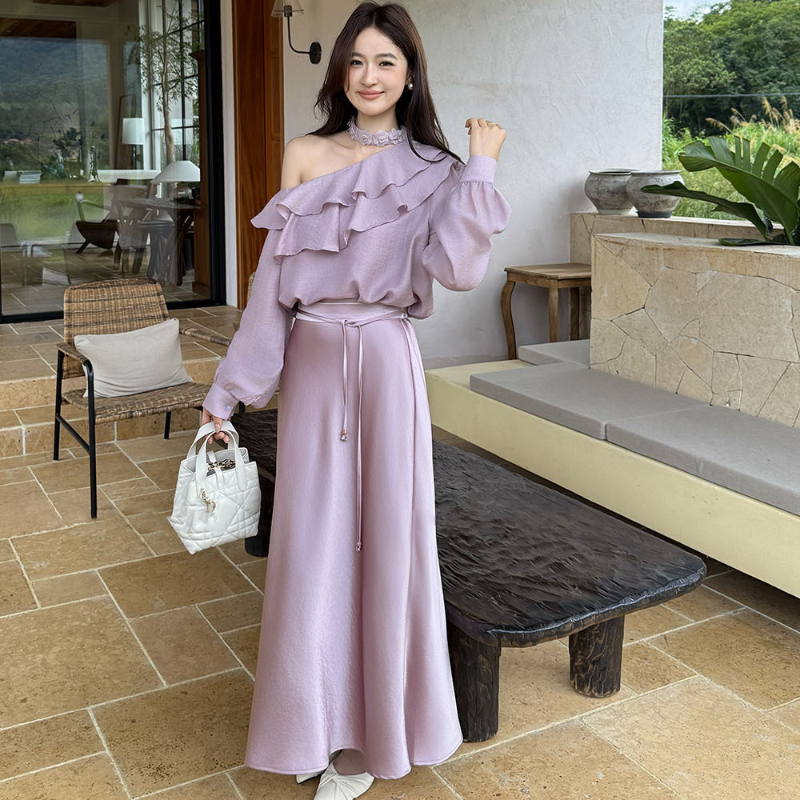 ワンショルダーフリルカラーブラウス(3colors)