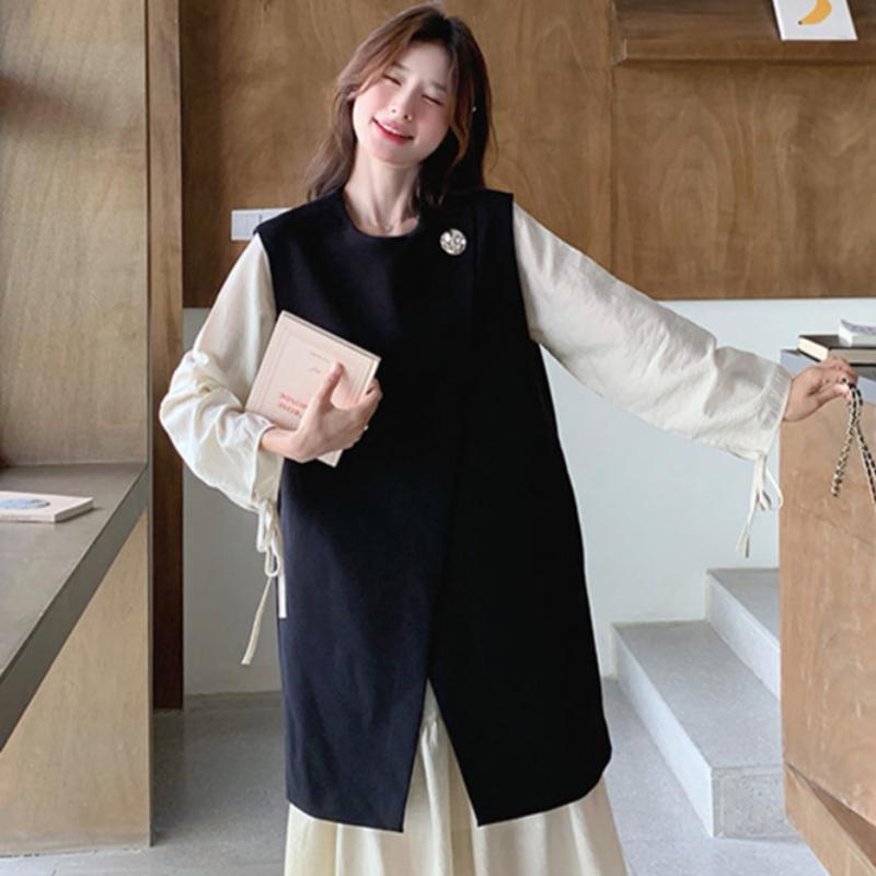 ロングベスト×ワンピースレイヤードセット