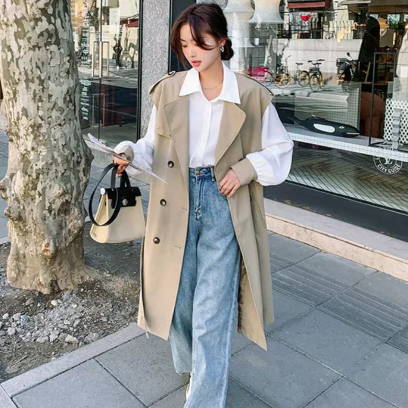 ノースリーブトレンチロングジャケット