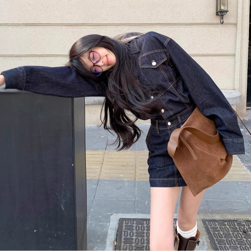 デニムシャツミニワンピース
