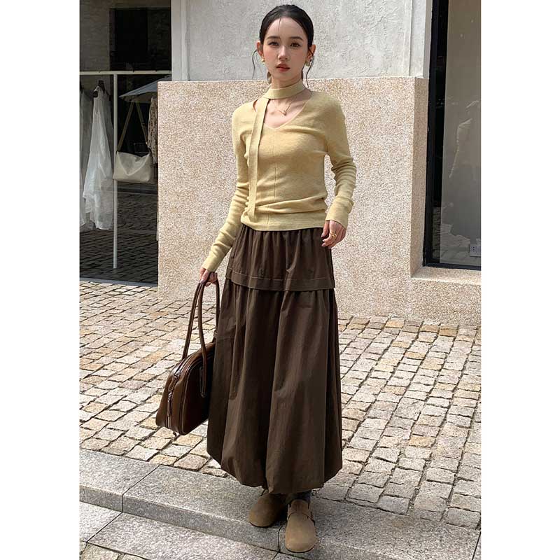 バルーンシルエットマキシスカート(4colors)