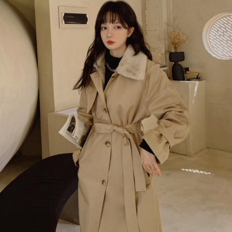 ファーカラーロングトレンチコート(3colors)