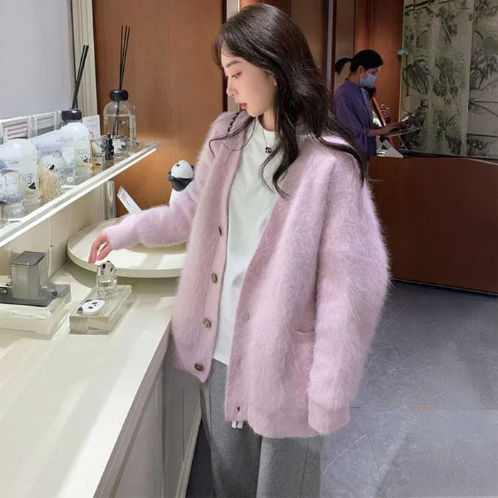 ロングシャギーニットカーディガン(2colors)