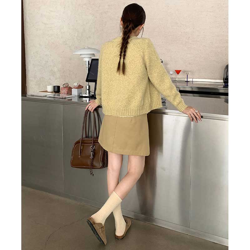 ラウンドネックニットカーディガン(4colors)