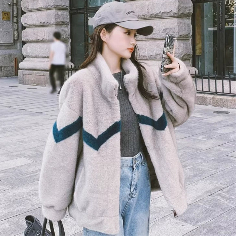 ラインデザインフリースジャケット