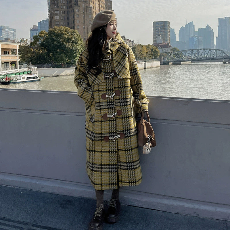 イエローチェックダッフルコート