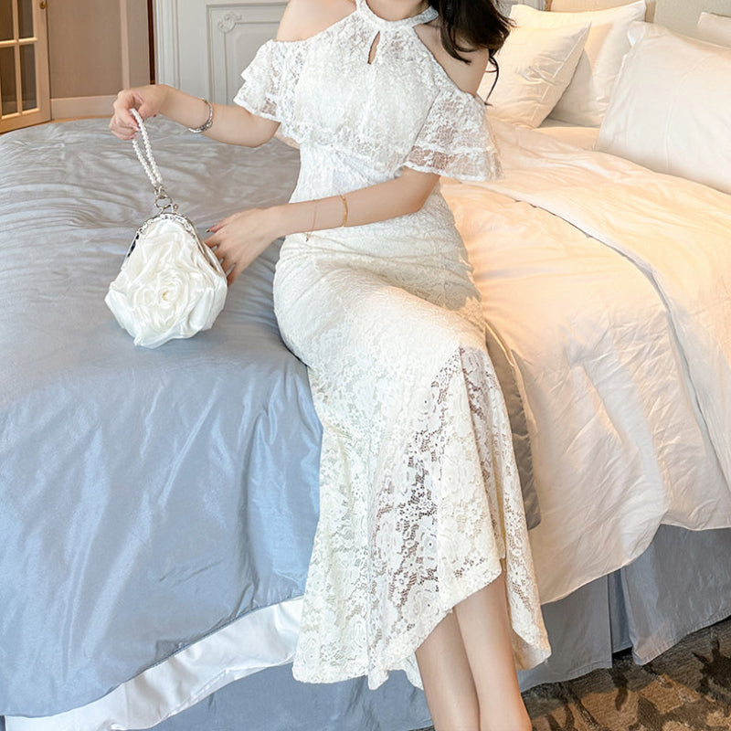 ホワイトレースマーメイドスカート