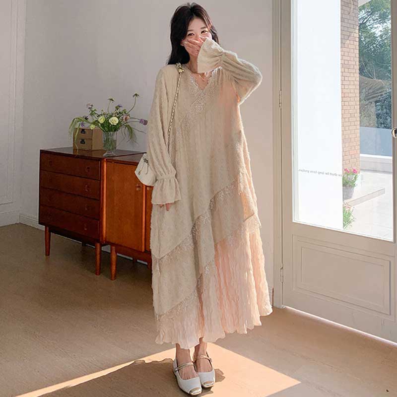 アンティークレースロングワンピース