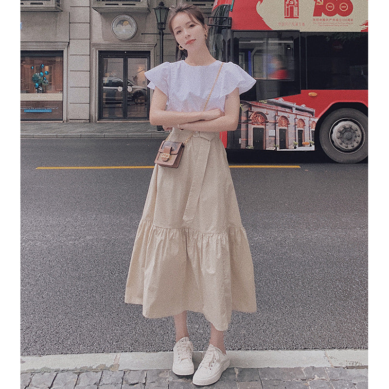 フリルスリーブバイカラーワンピース(2colors)