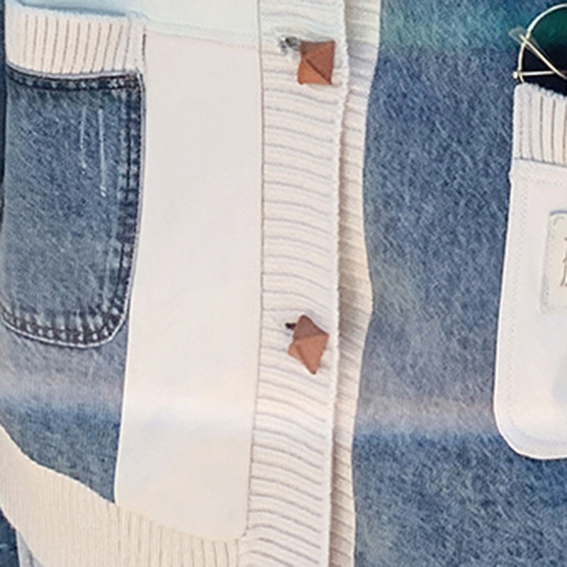 異素材MIXデザインニット×デニムジャケット