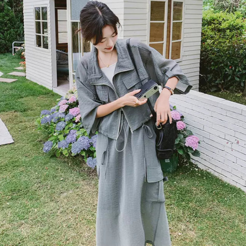 ワークスタイルトップス×スカートセット