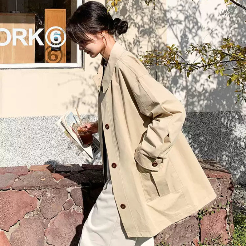 ステンカラーミディアム丈ジャケット